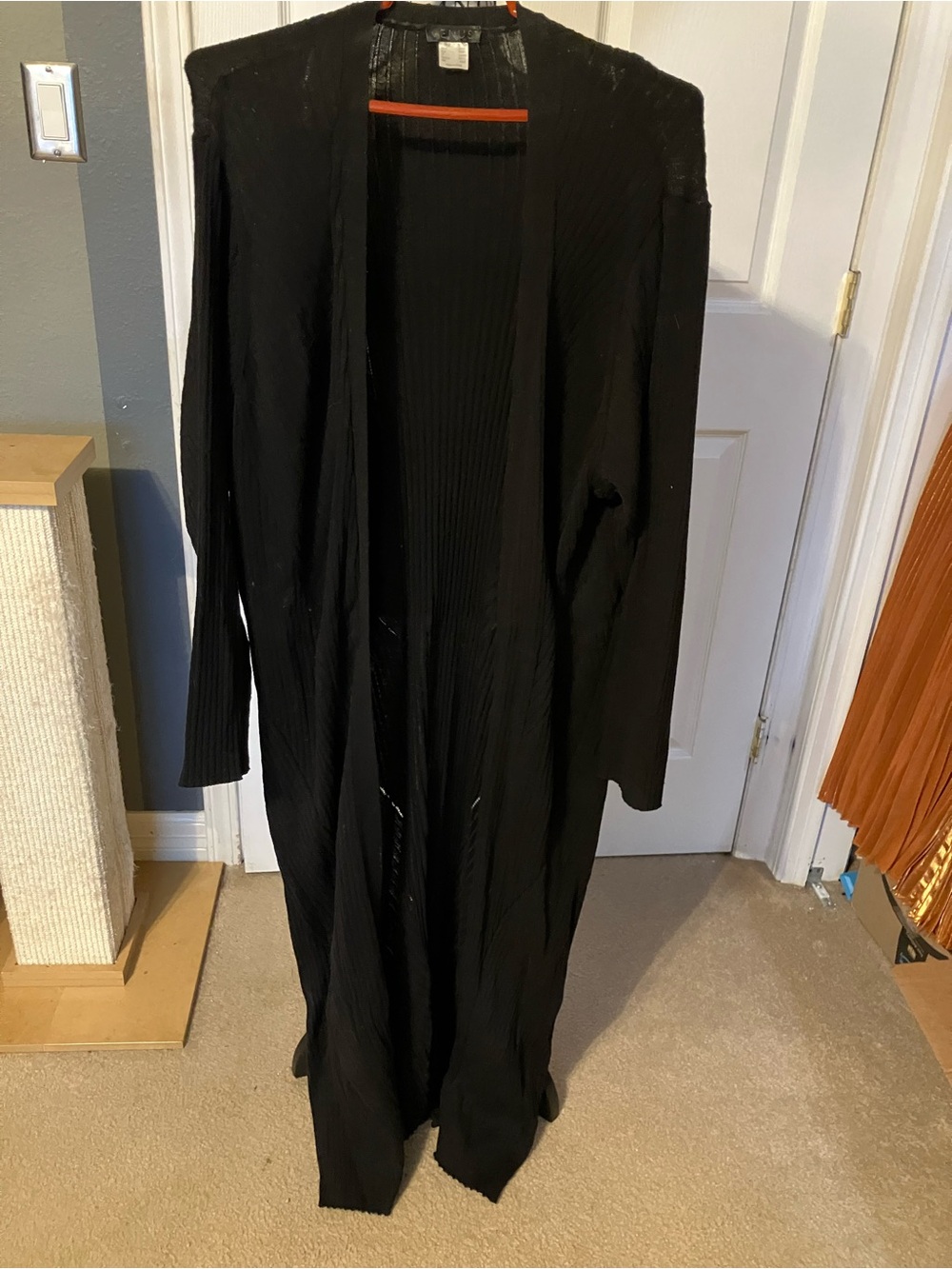 VENUS Long Black Women's Open-Front Duster Cardigan